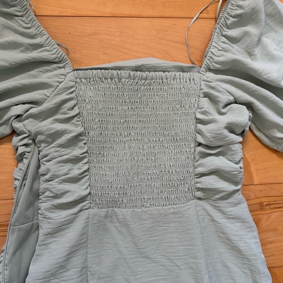 By the River Mint Green Midi Dress Womens Size Small Square Neckline Puff Sleeve - Picture 7 of 7